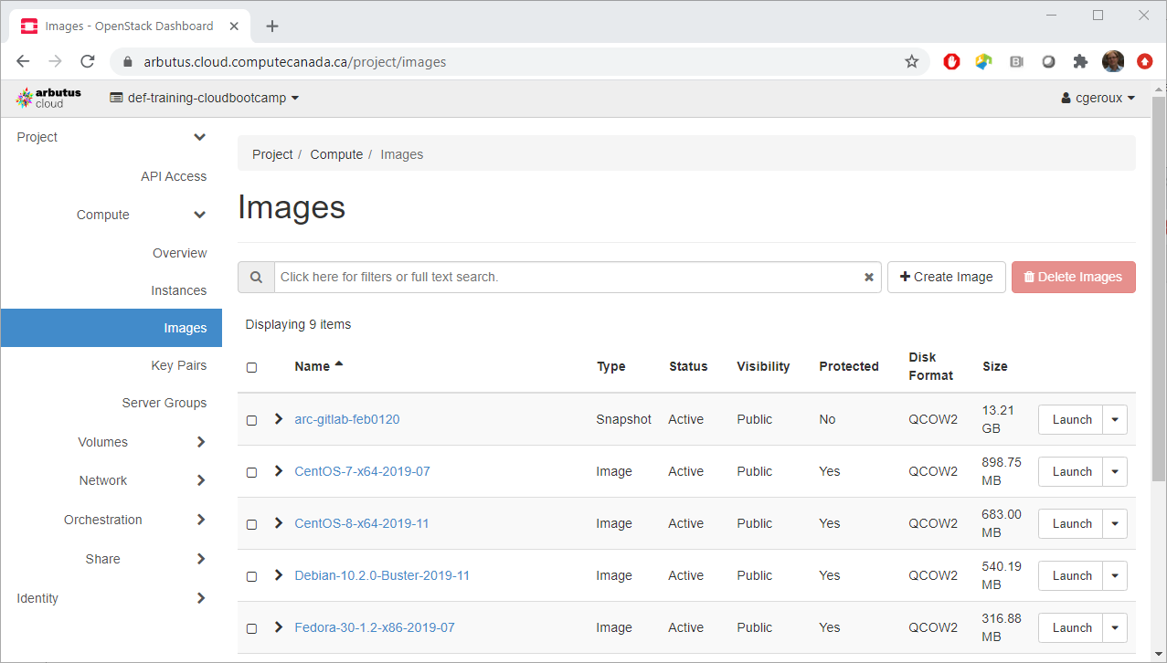 OpenStack Dashboard Images