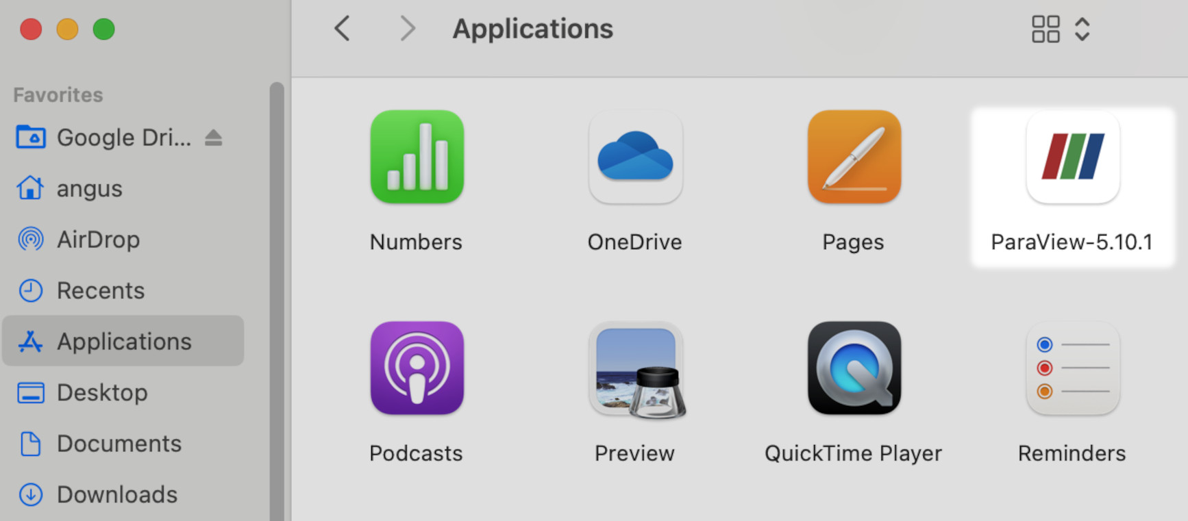 Paraview in applications folder